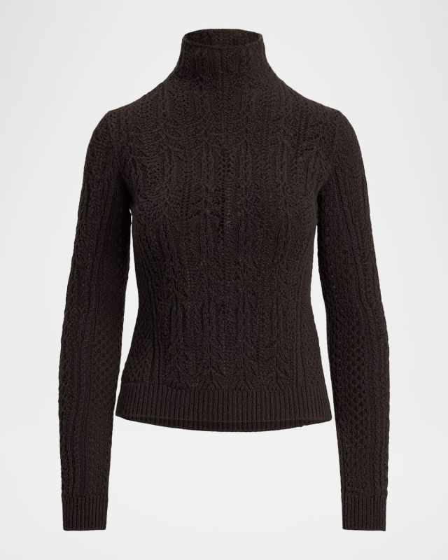 Turtleneck Pointelle Cashmere Sweater